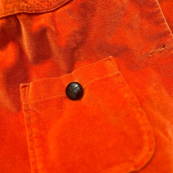 Anthropologie Tulle velour rust orange long coat button down fully lined - Picture 6 of 10